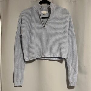 Aeropostale Light Blue Half-Zip Cropped Sweater